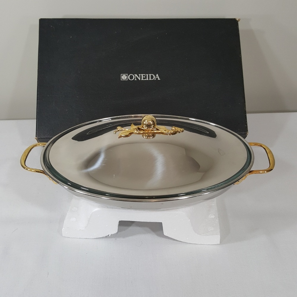 ONEIDA STAINLESS SERVING DISH JAPAN 90S OVEN PROOF